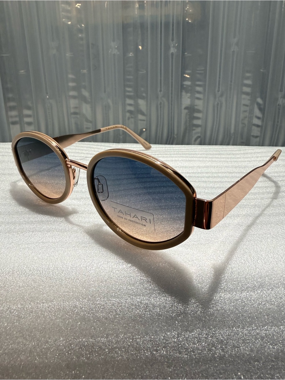 Tahari Women’s Oversized Round Sunglasses,Rose Gold & Nude-New